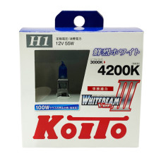 Лампа галогенная Koito Whitebeam H1 12V 55W (100W) 4200K (комплект 2 шт.)