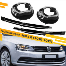 Комплект для установки линз в фары Volkswagen Jetta 6 2010-2019 Черные с диодной полосой