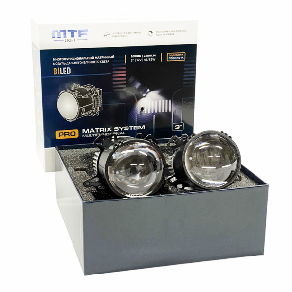 Светодиодные линзы MTF Light PRO Matrix System Bi-LED 3 6000K с подсветкой поворота (комплект 2 шт)