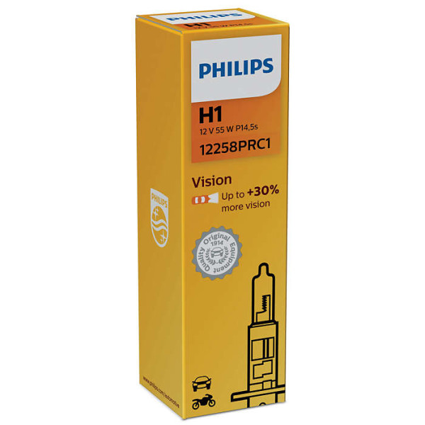 Лампа галогенная PHILIPS H1 Vision 12V 55W, 1 шт.