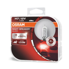 Лампа галогенная OSRAM H7 Night Breaker Silver, +100% 12V 55W, 2 шт.