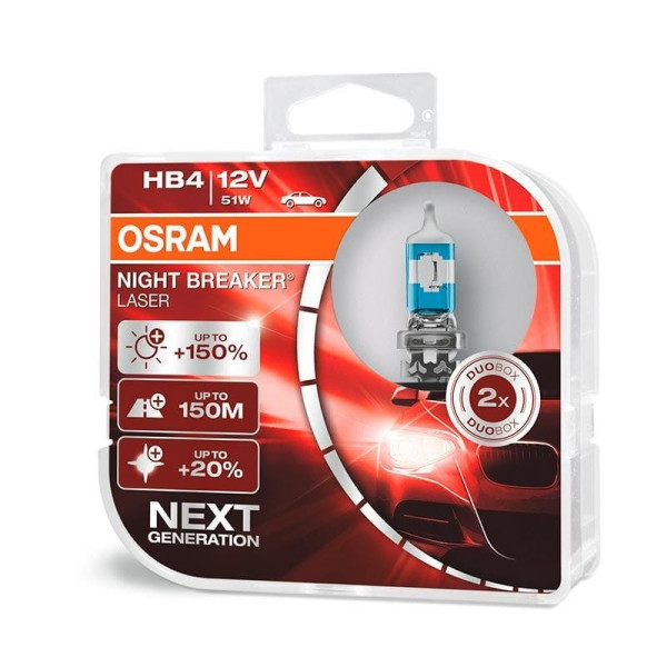 Лампа галогенная OSRAM HB4 Night Breaker Laser 12V 51W, 2шт.