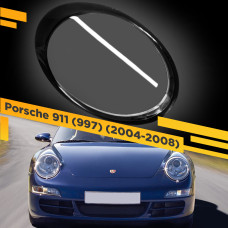 Стекло для фары Porsche 911 (997) (2004-2008) Черная окантовка Правое