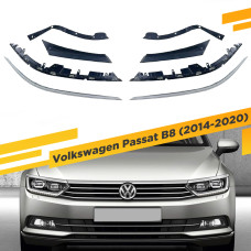 Комплект уплотнительных резинок и хромированных накладок для фар Volkswagen Passat B8 (2014-2020)