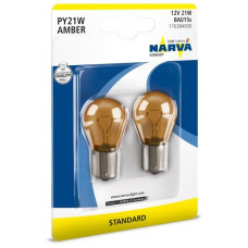 Лампа накаливания NARVA PY21W (BAU15s) Yellow,12V, 2шт
