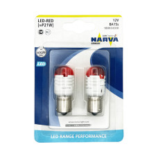 Светодиодные лампы NARVA P21W 12V Range Performance LED (BA15s) RED 2шт, 18093