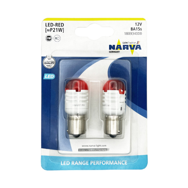 Светодиодные лампы NARVA P21W 12V Range Performance LED (BA15s) RED 2шт, 18093